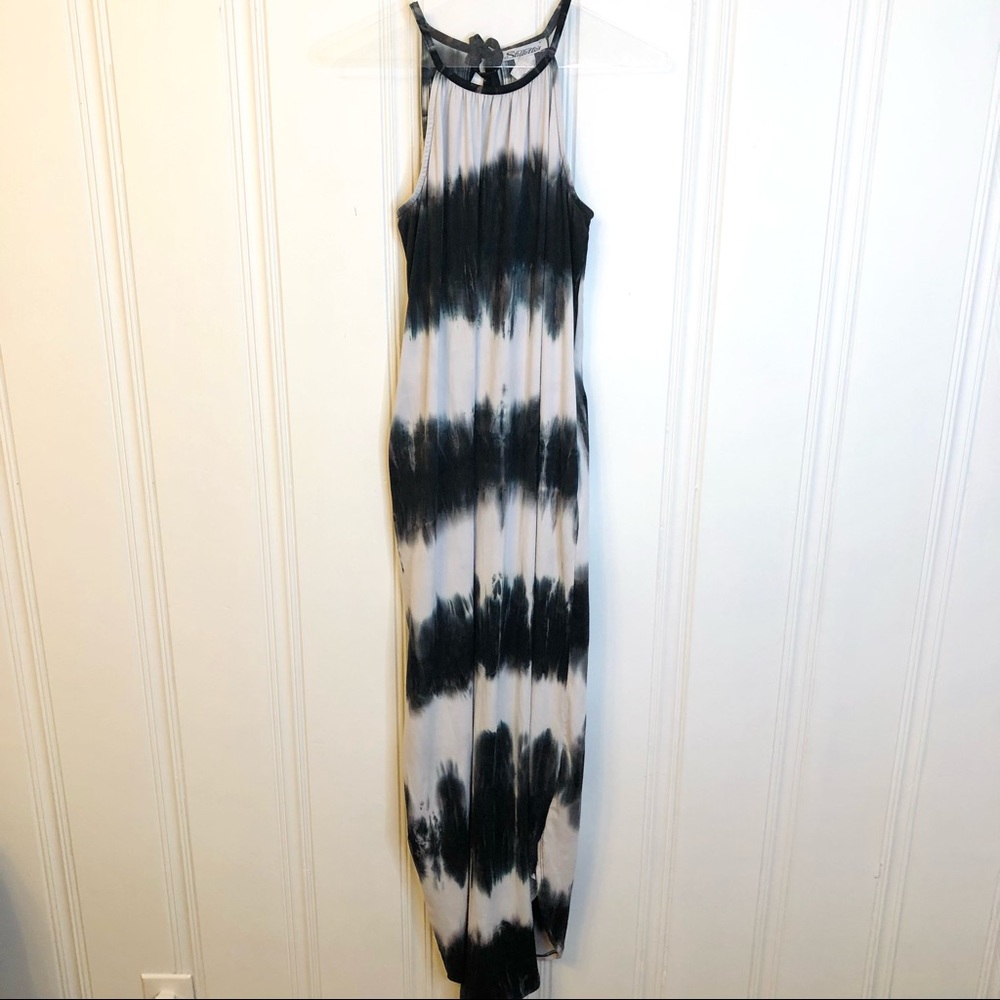 Black and white tie-dye maxi dress